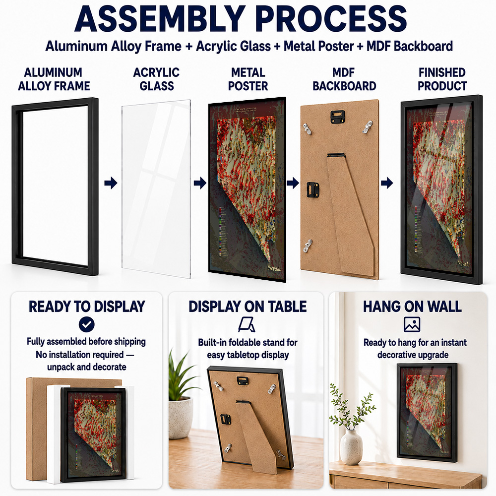 Nevada Geologische Karte, gera – Custom Map Poster Bewertung und Preis