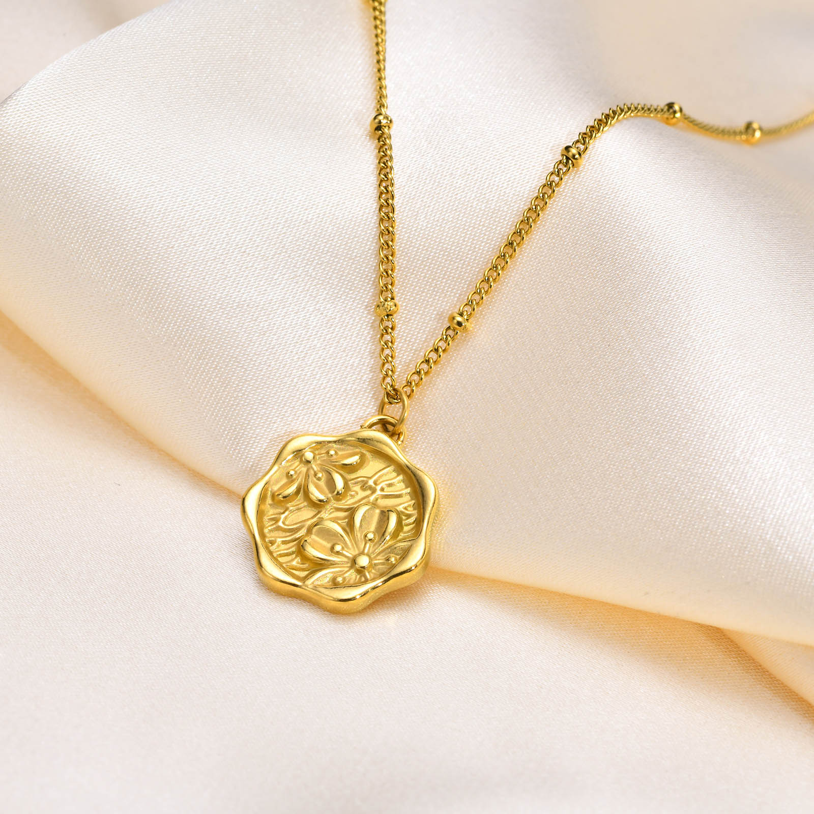 Münz anhänger Blumen kette für – Birth Flower Necklace Bewertung und Preis