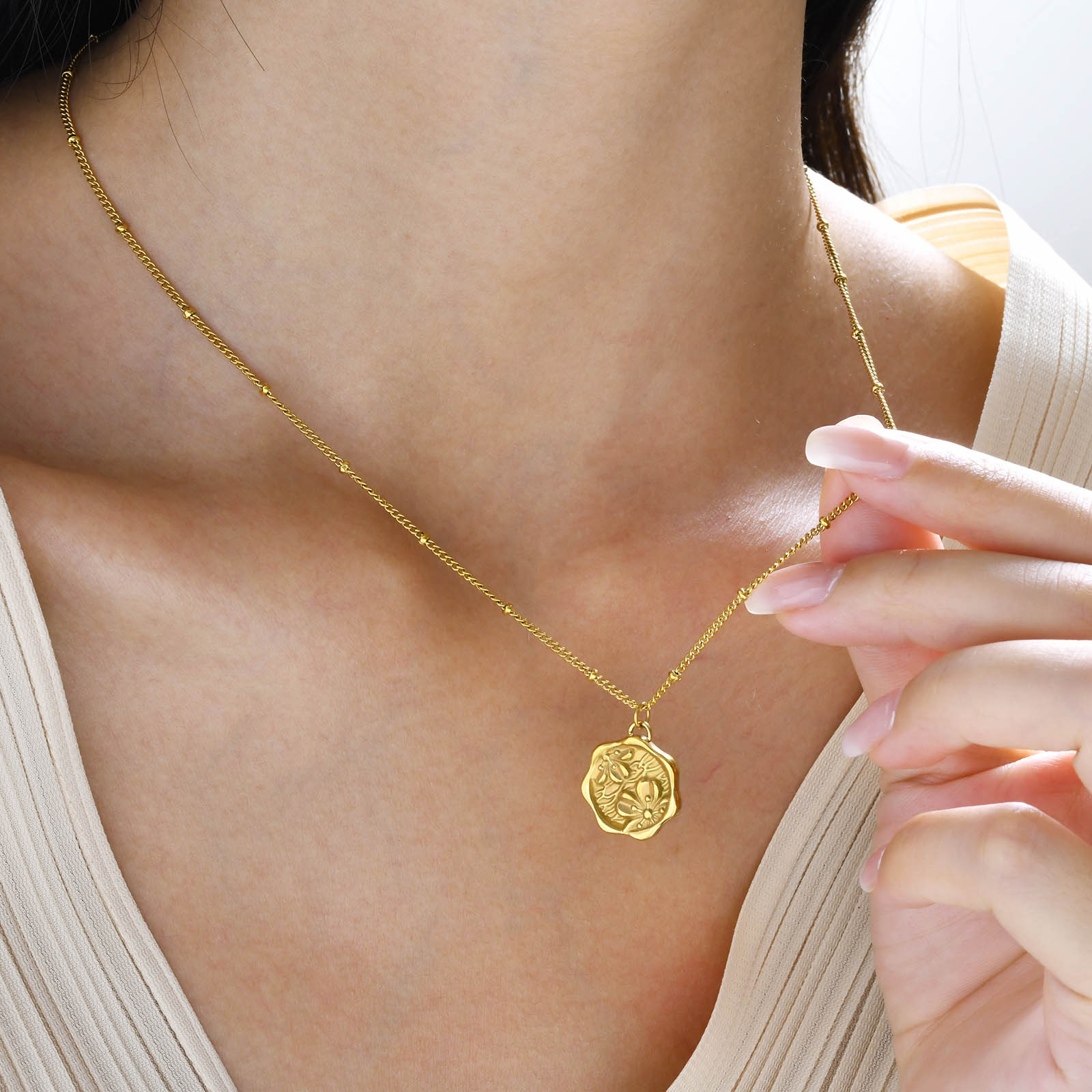Münz anhänger Blumen kette für – Birth Flower Necklace Bewertung und Preis
