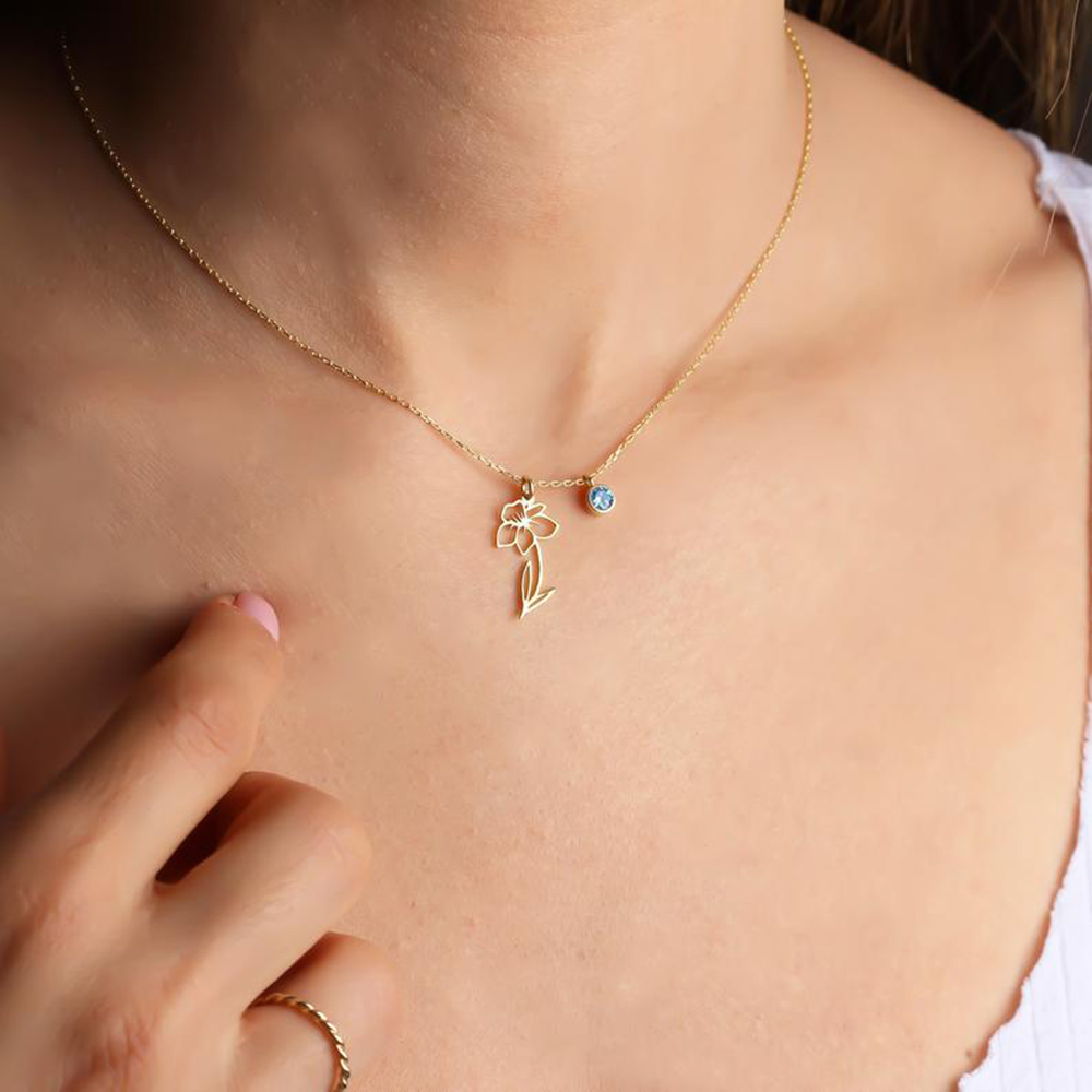 Personalisierte Geburtsmond-Bl – Birth Flower Necklace Bewertung und Preis